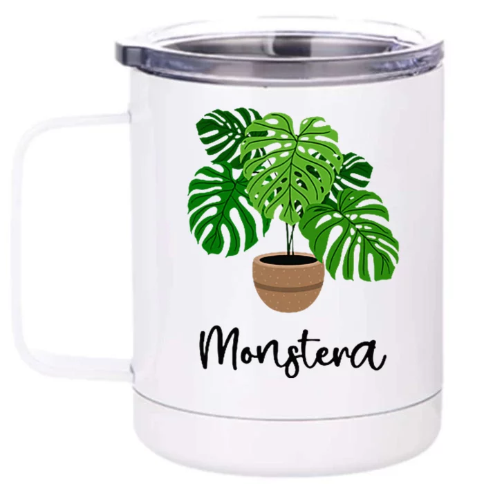 Monstera Flora Houseplant Gardener Plant Lover Front & Back 12oz Stainless Steel Tumbler Cup