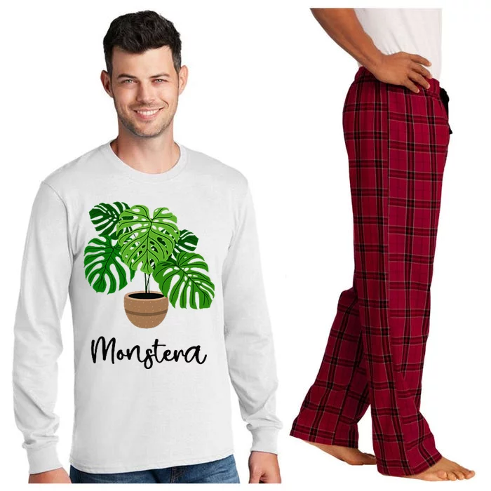 Monstera Flora Houseplant Gardener Plant Lover Long Sleeve Pajama Set