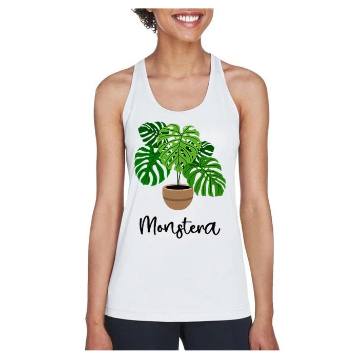 Monstera Flora Houseplant Gardener Plant Lover Women's Racerback Tank