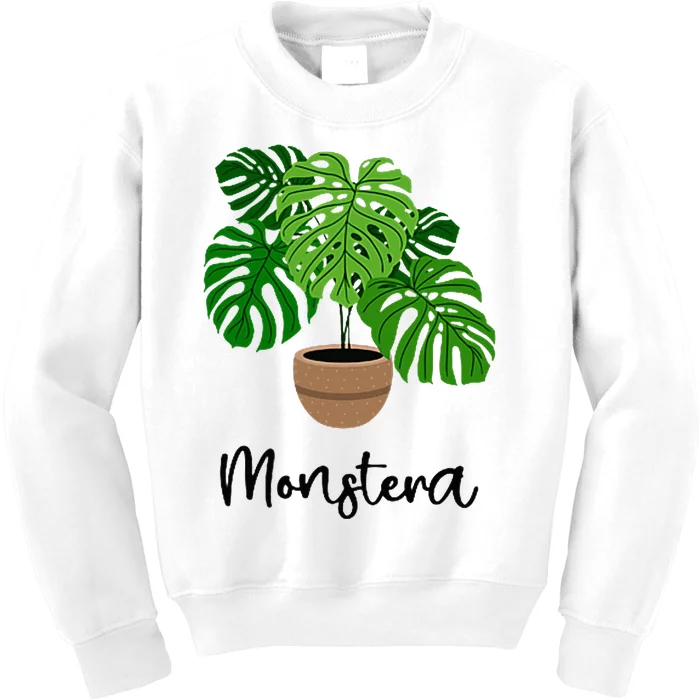 Monstera Flora Houseplant Gardener Plant Lover Kids Sweatshirt