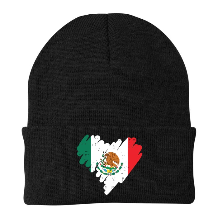 Mexico Flag Heart Mexican Independence Day Knit Cap Winter Beanie