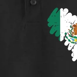 Mexico Flag Heart Mexican Independence Day Dry Zone Grid Performance Polo