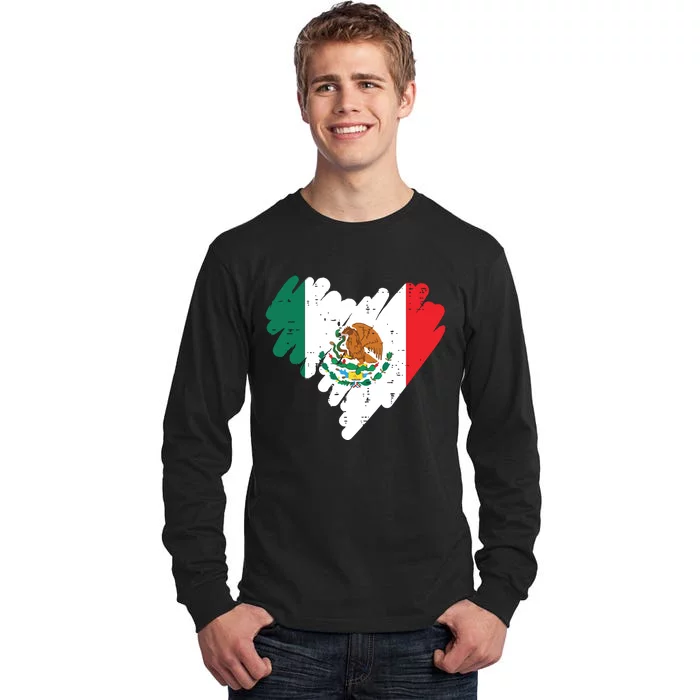 Mexico Flag Heart Mexican Independence Day Tall Long Sleeve T-Shirt