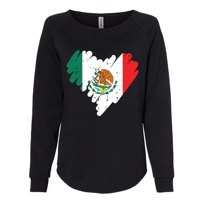 Mexico Flag Heart Mexican Independence Day Womens California Wash Sweatshirt