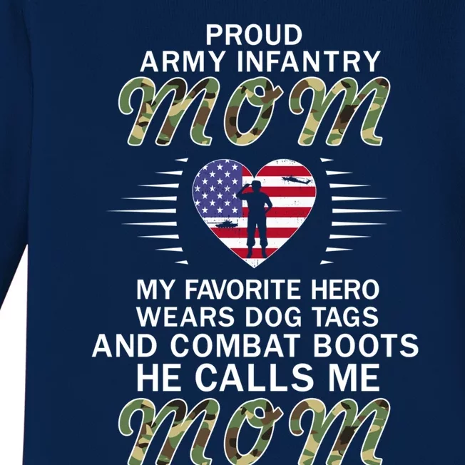 My Favorite Hero Wears Combat Bootsgreat Giftproud Army Infantry Mom Gift Baby Long Sleeve Bodysuit