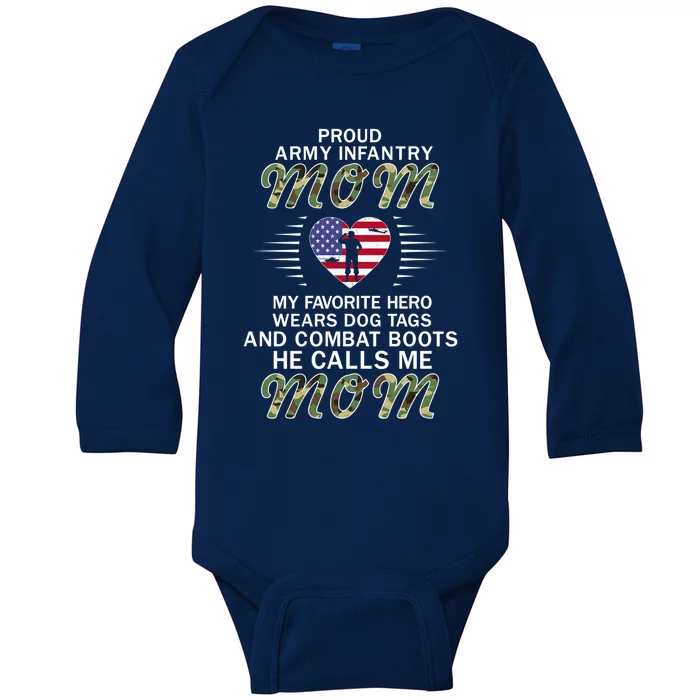 My Favorite Hero Wears Combat Bootsgreat Giftproud Army Infantry Mom Gift Baby Long Sleeve Bodysuit