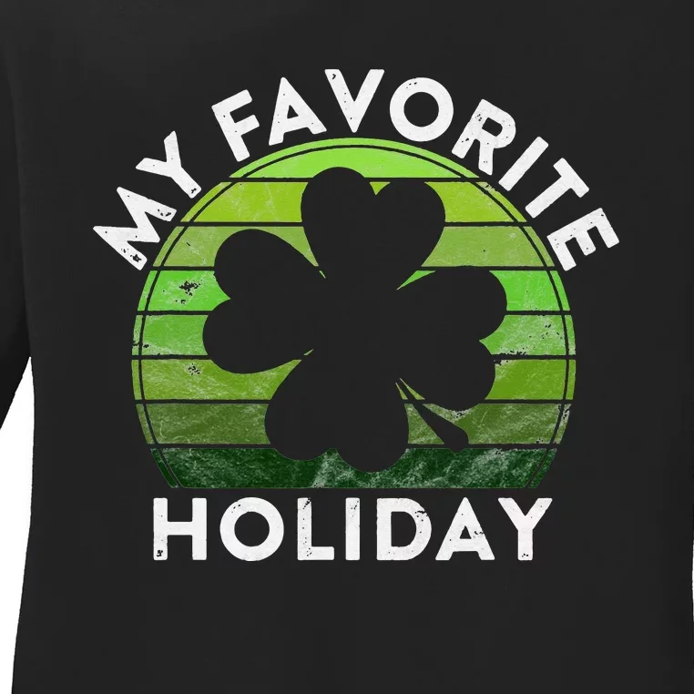 My Favorite Holiday Sunset Luck Irish St Patrick's Day Ladies Long Sleeve Shirt