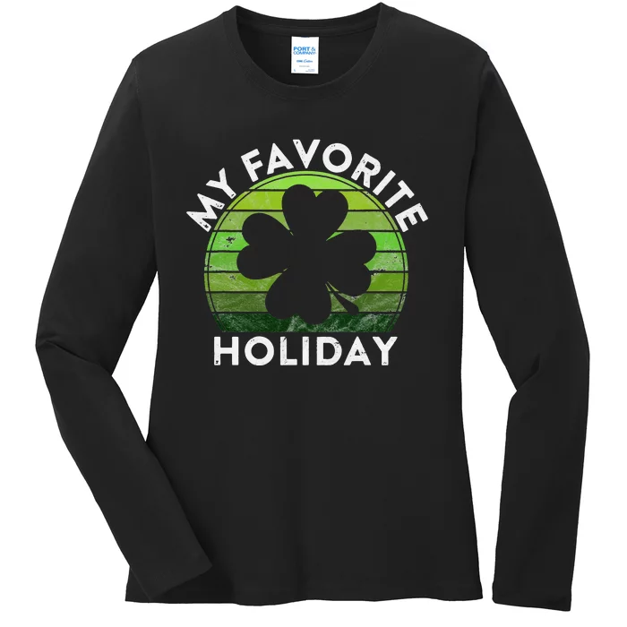 My Favorite Holiday Sunset Luck Irish St Patrick's Day Ladies Long Sleeve Shirt