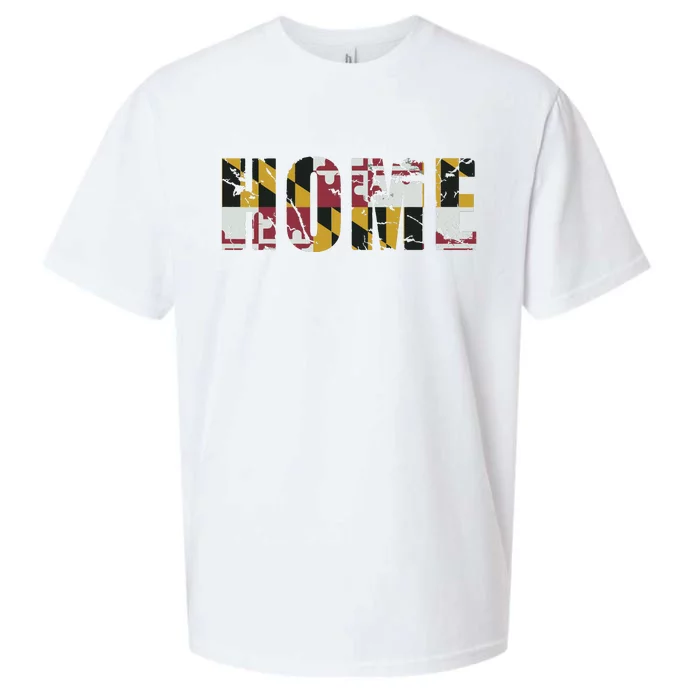 Maryland Flag Home Love Family Vintage Fade Sueded Cloud Jersey T-Shirt