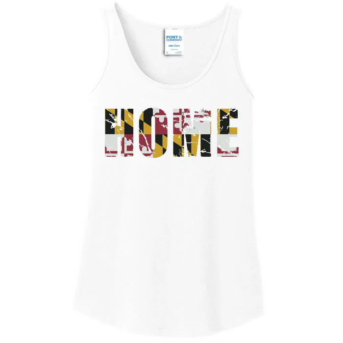 Maryland Flag Home Love Family Vintage Fade Ladies Essential Tank