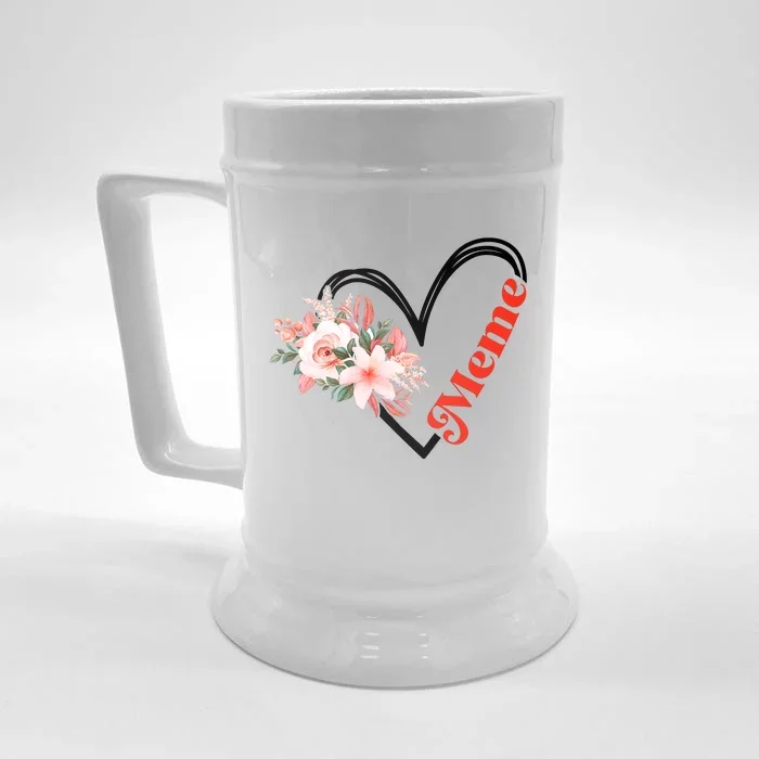 Meme Flower Heart Front & Back Beer Stein