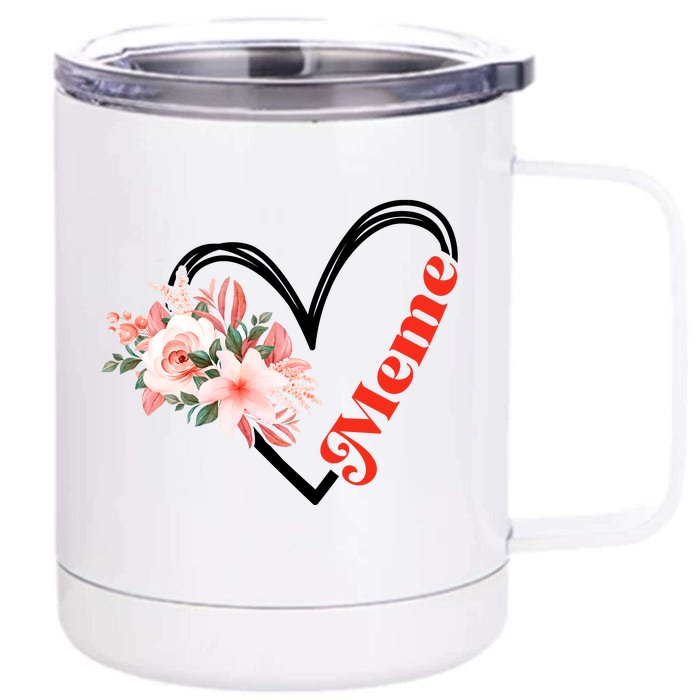 Meme Flower Heart Front & Back 12oz Stainless Steel Tumbler Cup