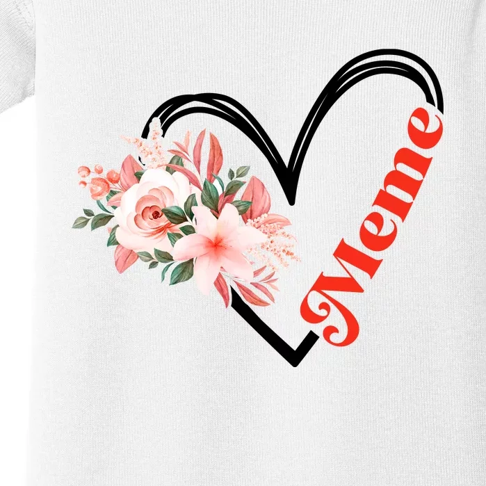 Meme Flower Heart Baby Bodysuit