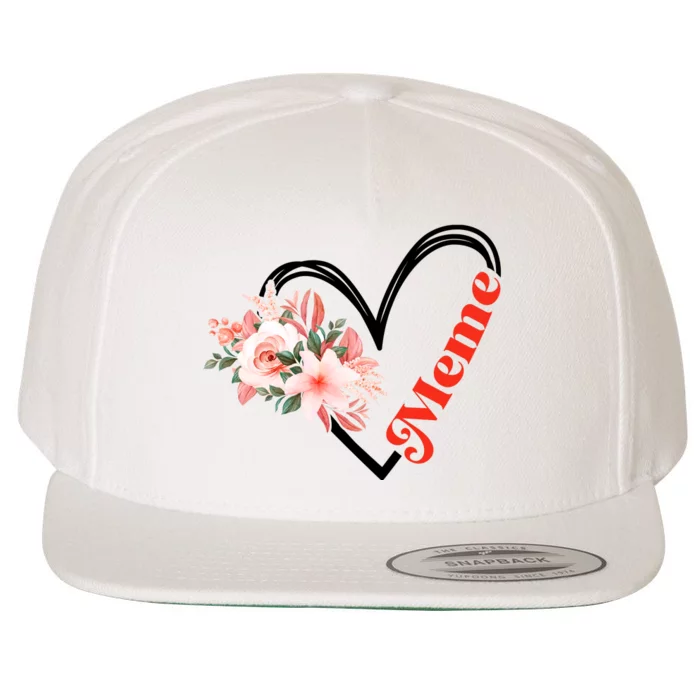 Meme Flower Heart Wool Snapback Cap