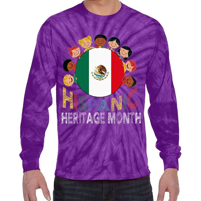 Mexican Flag Hispanic Heritage Mexican Tie-Dye Long Sleeve Shirt