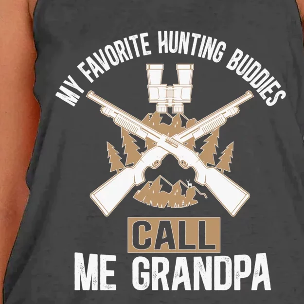 My Favorite Hunting Buddies Call Me Grandpa Hunting Buddy Funny Gift Women's Knotted Racerback Tank