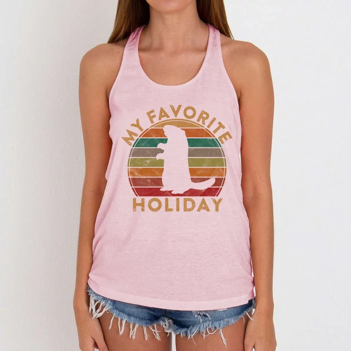 My Favorite Holiday Ground Hog Sunset Gift Groundhog Day Cool Gift Women's Knotted Racerback Tank