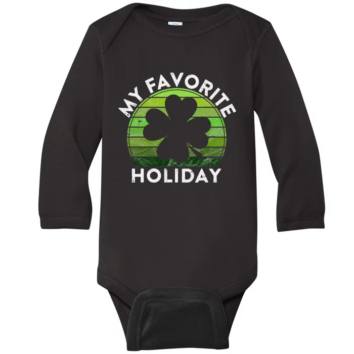 My Favorite Holiday Sunset Irish St Patrick's Day Baby Long Sleeve Bodysuit