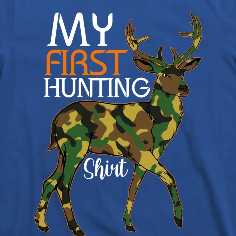 My First Hunting Funny Gift Fathers Day Deer Hunter Dad Husband Gift T-Shirt