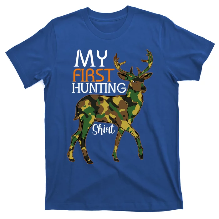 My First Hunting Funny Gift Fathers Day Deer Hunter Dad Husband Gift T-Shirt