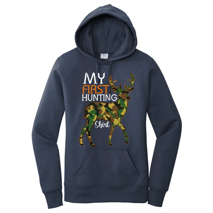 My First Hunting Funny Gift Fathers Day Deer Hunter Dad Husband Gift Women's Pullover Hoodie