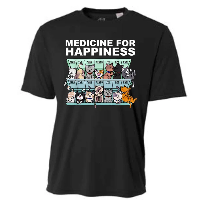 Medicine For Happiness Cat Lover Funny Cooling Performance Crew T-Shirt