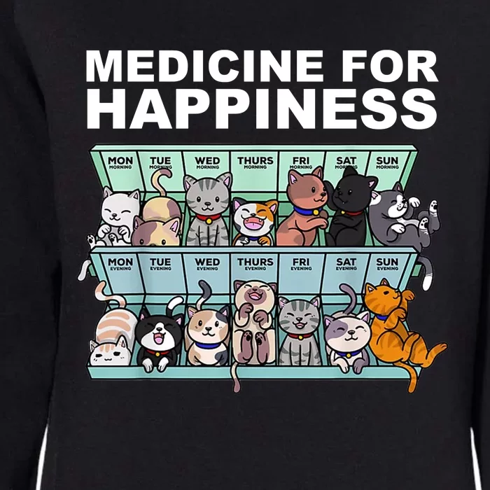 Medicine For Happiness Cat Lover Funny Womens California Wash Sweatshirt