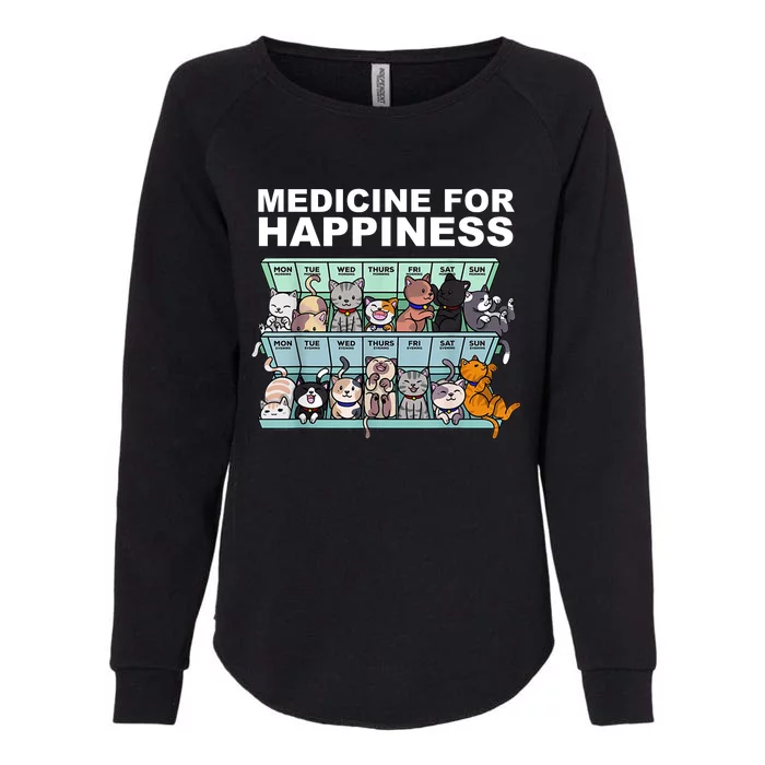 Medicine For Happiness Cat Lover Funny Womens California Wash Sweatshirt