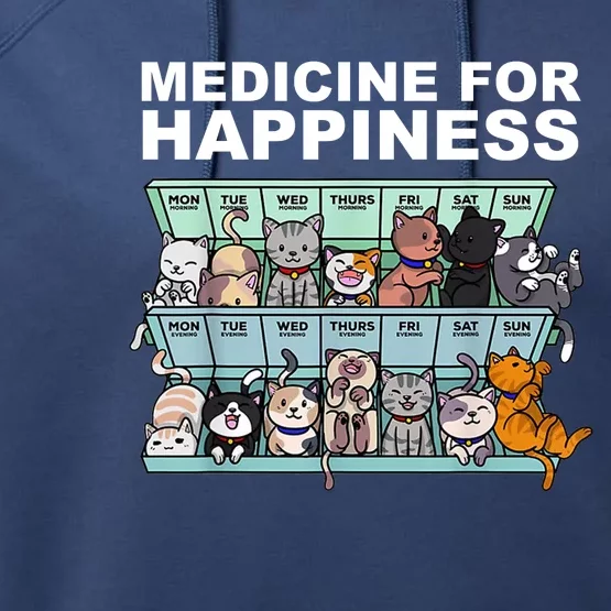 Medicine For Happiness Cat Lover Funny Performance Fleece Hoodie