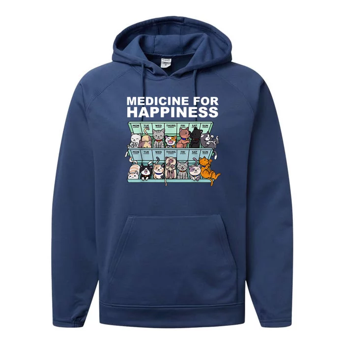 Medicine For Happiness Cat Lover Funny Performance Fleece Hoodie