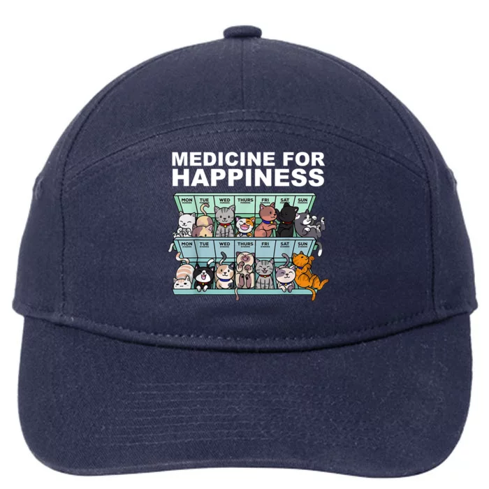 Medicine For Happiness Cat Lover Funny 7-Panel Snapback Hat