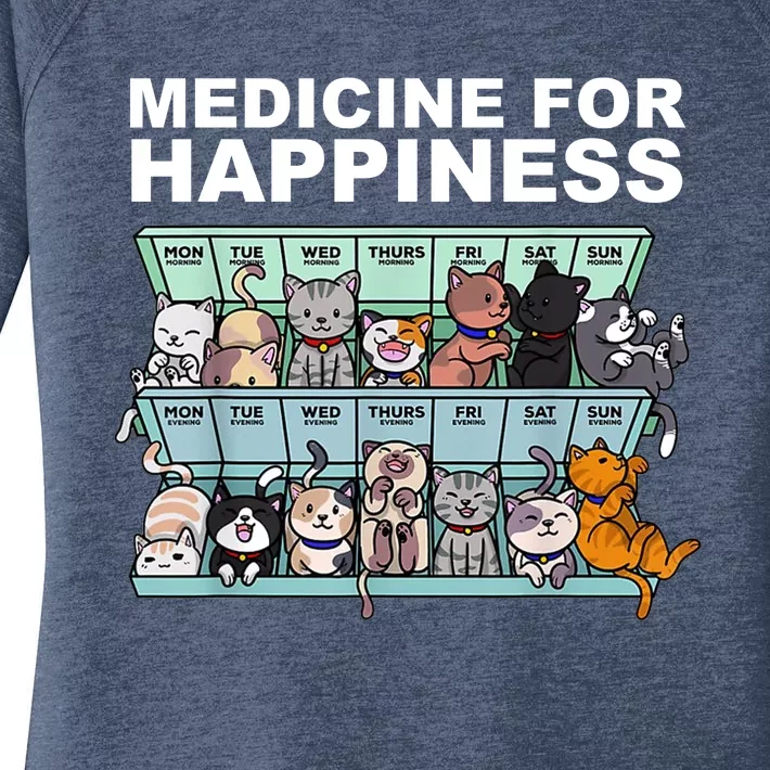 Medicine For Happiness Cat Lover Funny Women's Perfect Tri Tunic Long Sleeve Shirt