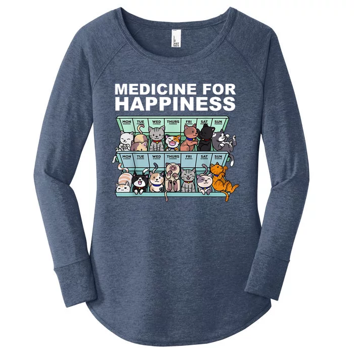 Medicine For Happiness Cat Lover Funny Women's Perfect Tri Tunic Long Sleeve Shirt