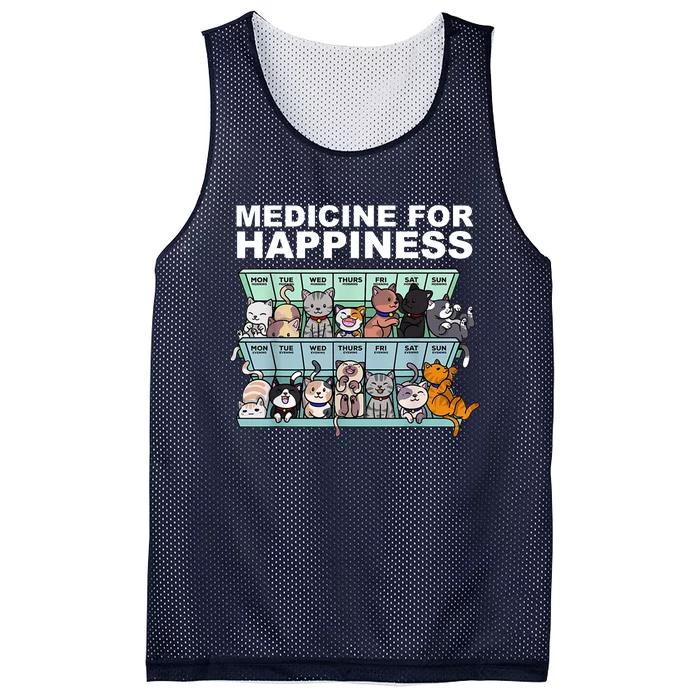 Medicine For Happiness Cat Lover Funny Mesh Reversible Basketball Jersey Tank