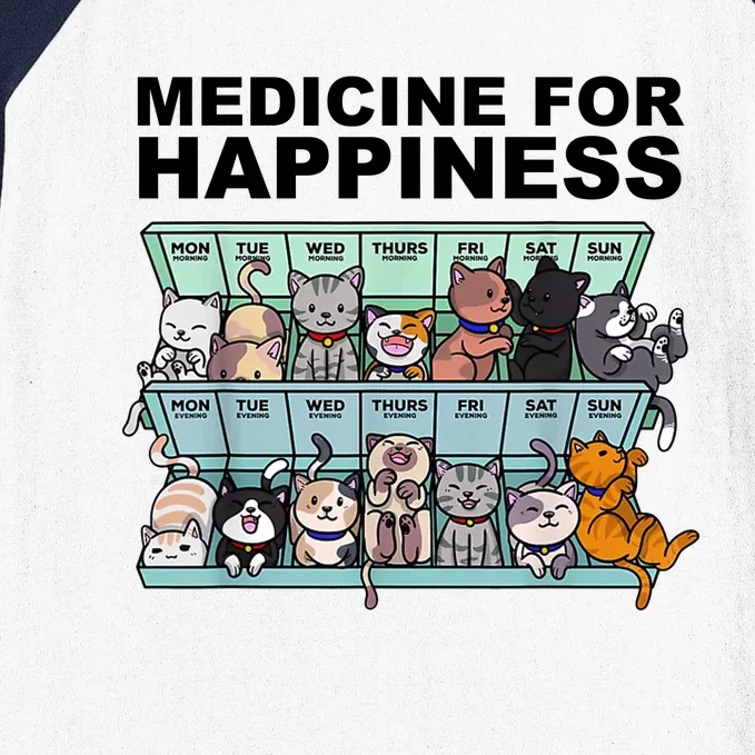 Medicine For Happiness Cat Lover Funny Baseball Sleeve Shirt