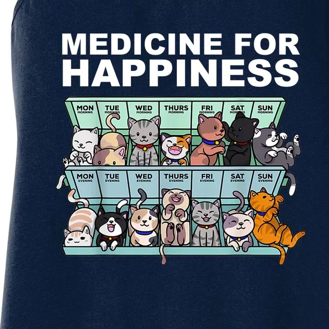 Medicine For Happiness Cat Lover Funny Women's Racerback Tank