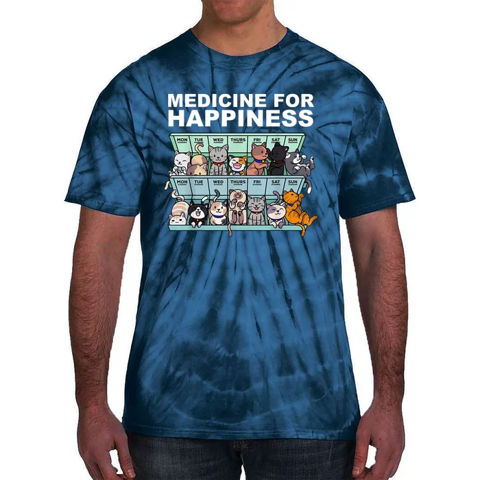 Medicine For Happiness Cat Lover Funny Tie-Dye T-Shirt