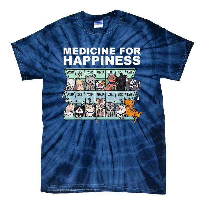 Medicine For Happiness Cat Lover Funny Tie-Dye T-Shirt