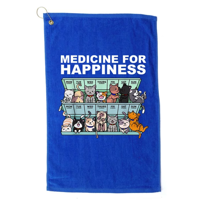 Medicine For Happiness Cat Lover Funny Platinum Collection Golf Towel