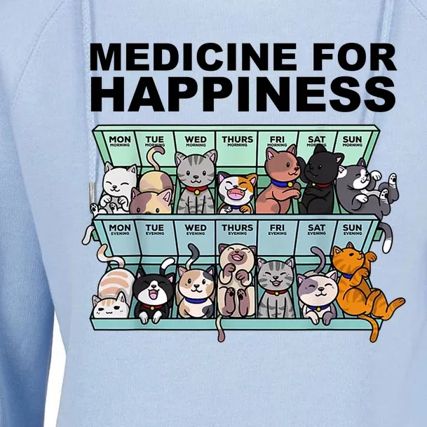 Medicine For Happiness Cat Lover Funny Womens Funnel Neck Pullover Hood