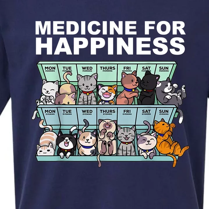 Medicine For Happiness Cat Lover Funny Sueded Cloud Jersey T-Shirt