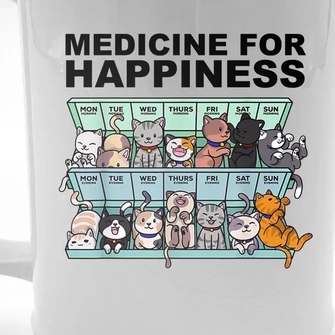 Medicine For Happiness Cat Lover Funny Front & Back Beer Stein