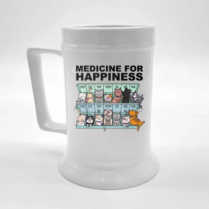 Medicine For Happiness Cat Lover Funny Front & Back Beer Stein