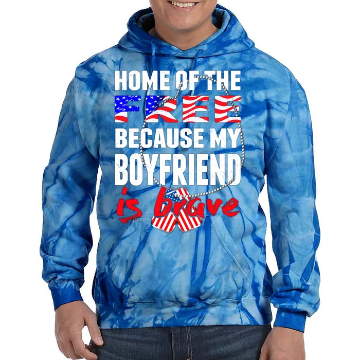 My Friend Is Brave Home Of The Free Proud Army Friend Gift Tie Dye Hoodie