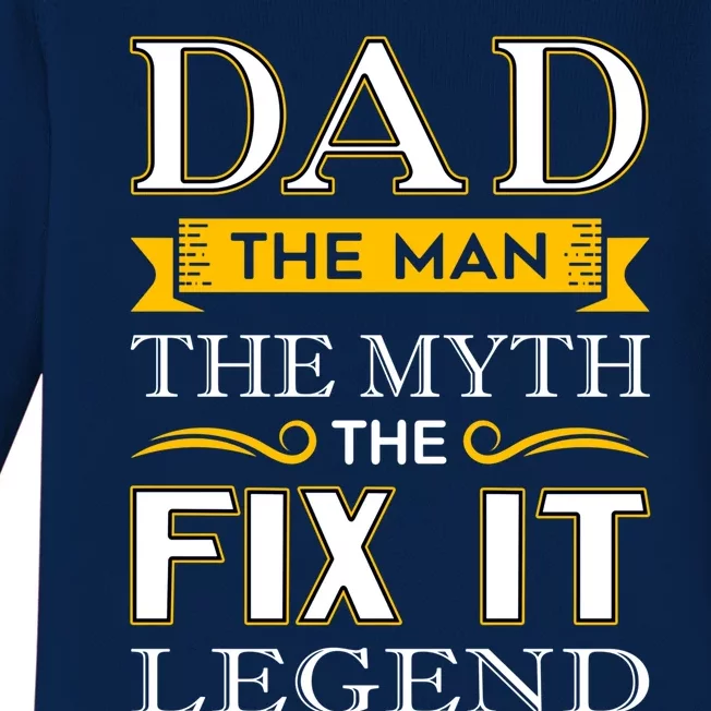 Mr Fix It Dad Funny Gift Fathers Day Handy Gift Baby Long Sleeve Bodysuit