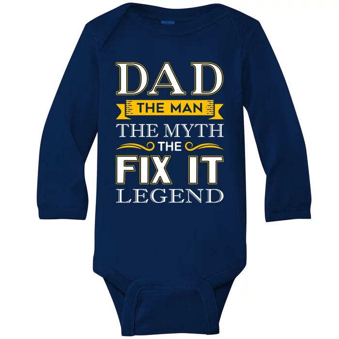 Mr Fix It Dad Funny Gift Fathers Day Handy Gift Baby Long Sleeve Bodysuit