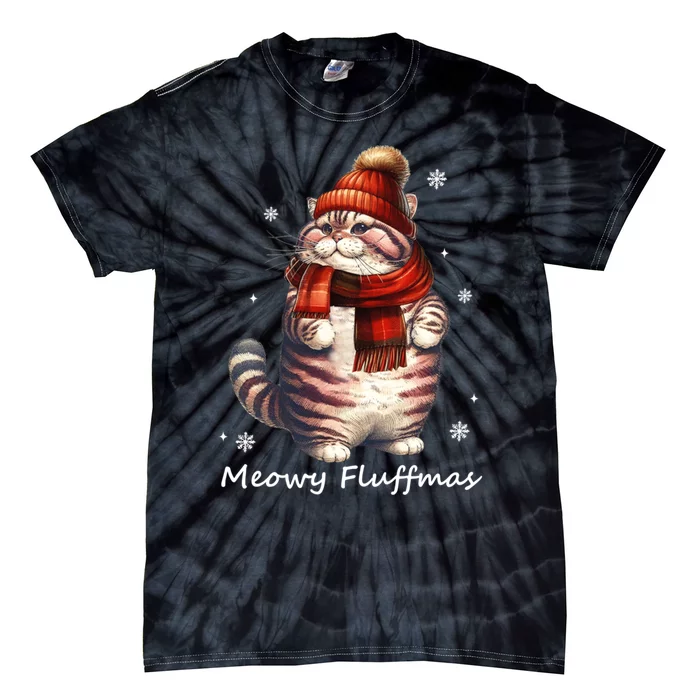 Meowy Fluffmas I Meowy Catmas Christmas Tie-Dye T-Shirt