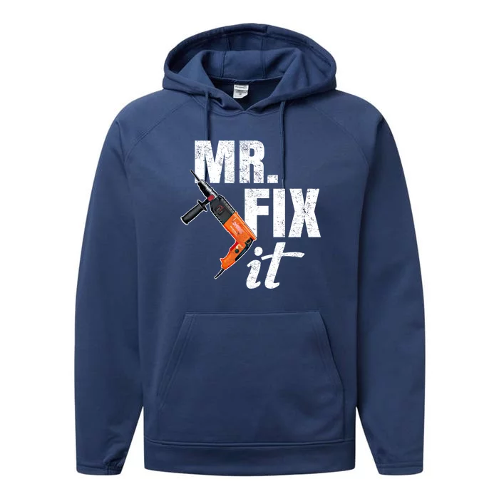 Mr Fix It Distressed Gift Performance Fleece Hoodie