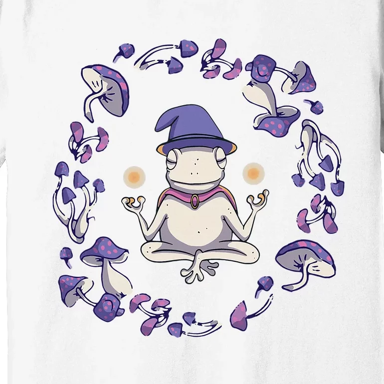 Magic Frog In Yoga Pose With Mushrooms Premium T-Shirt