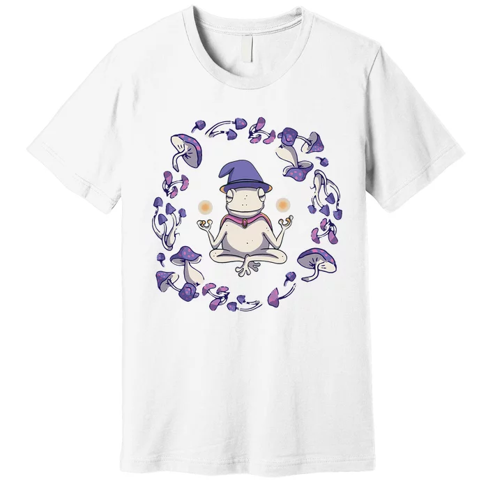 Magic Frog In Yoga Pose With Mushrooms Premium T-Shirt